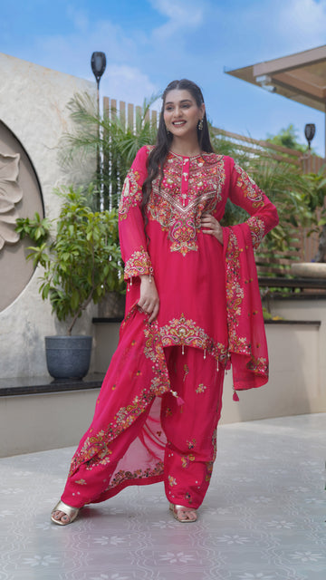 Embroidered Farshi Salwar Set | Available in 2 colors