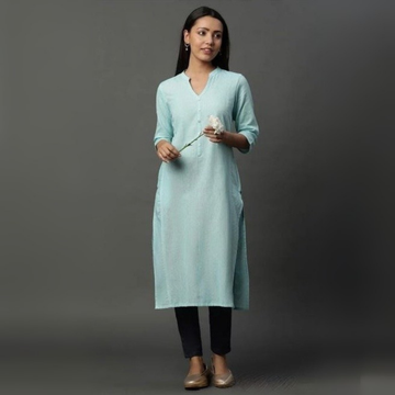 Women’s Striped Straight Kurta with No Darts – Classic and Comfortable Fit | KS-44