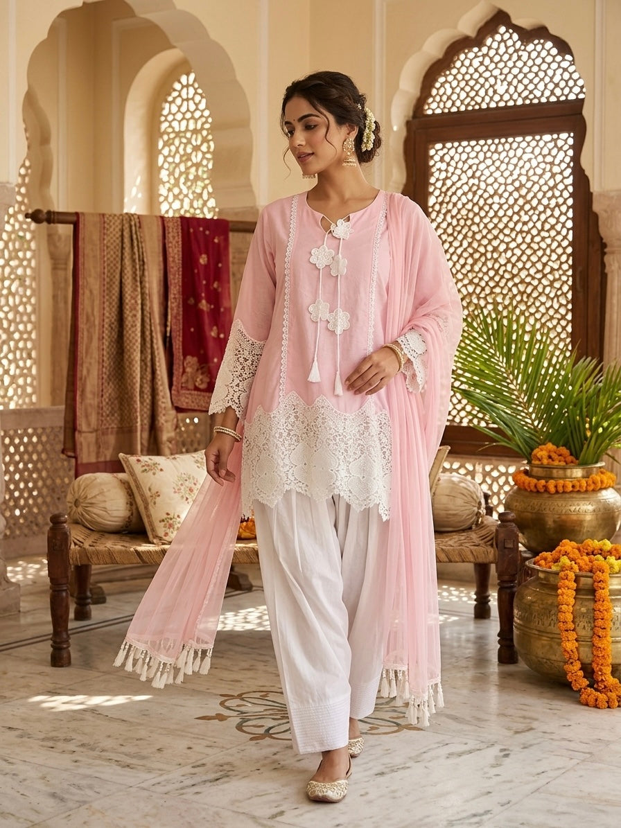 Schiffli Lace Farsi Salwar Set