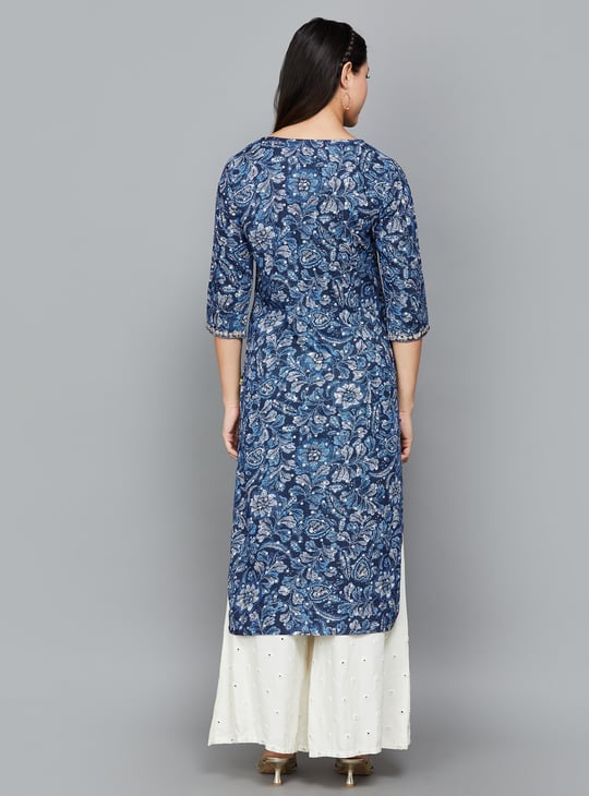 Women’s Floral Print Cotton Straight Kurta Set – Comfortable & Stylish | KS-43