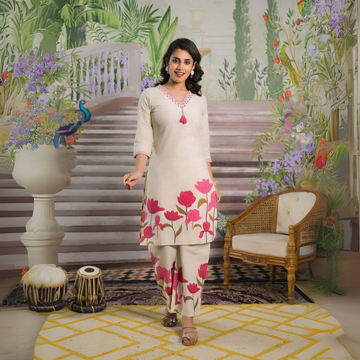 Stylish Women’s Floral Printed Cotton Co-Ord Set – Perfect for Summer | ICS -08