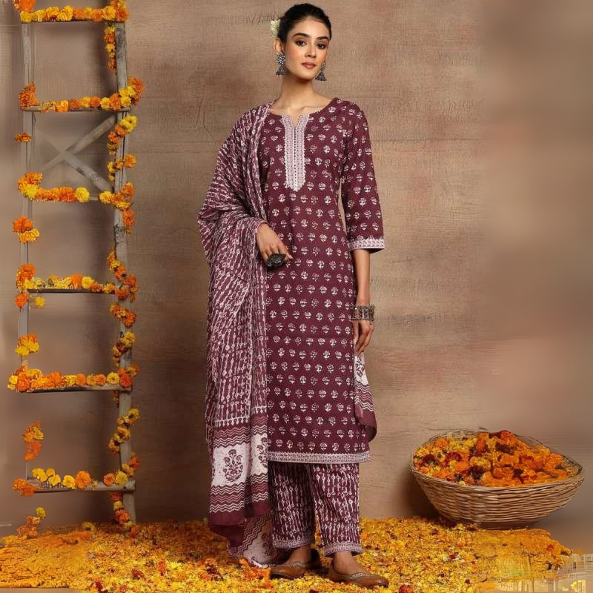 Women’s Graceful Purple Printed Suit Set – Effortless Elegance for Every Occasion | KS-04