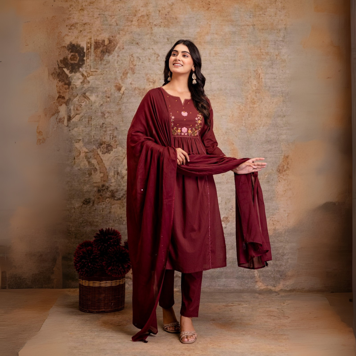 Women Embroidered Flared Kurta Set | KS-21
