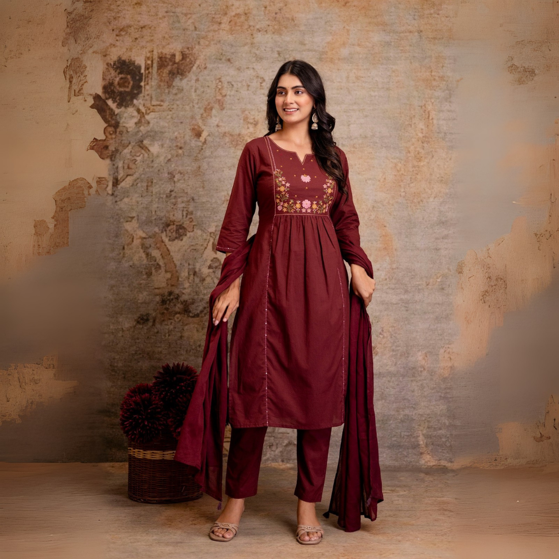 Women Embroidered Flared Kurta Set | KS-21