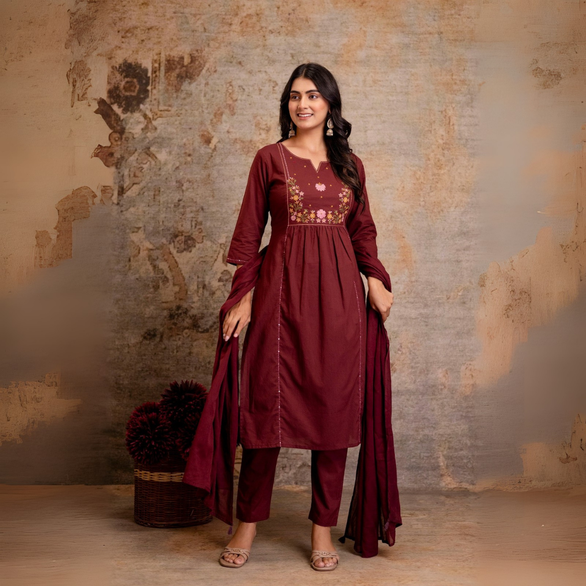 Women Embroidered Flared Kurta Set | KS-21