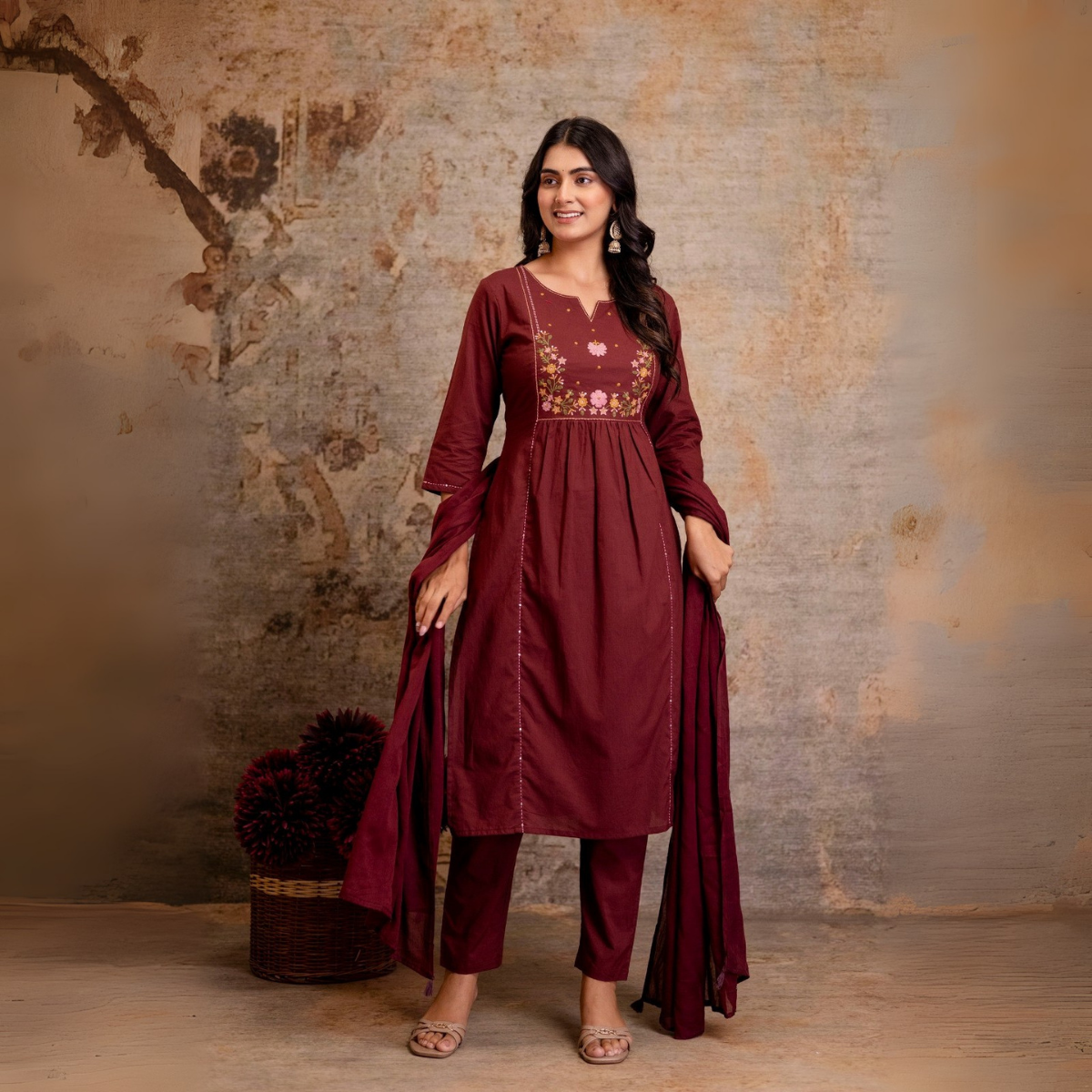 Women Embroidered Flared Kurta Set | KS-21