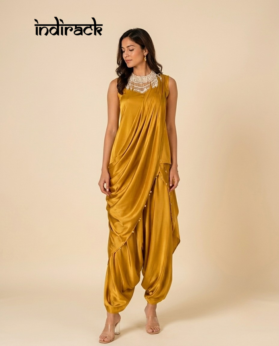 Maya Pearl Draped Dhoti Set