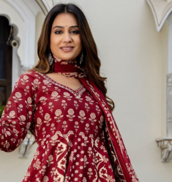 Women's Red Cotton Anarkali Kurta with Pant and Dupatta – Perfect for Festive Occasions | KS-07