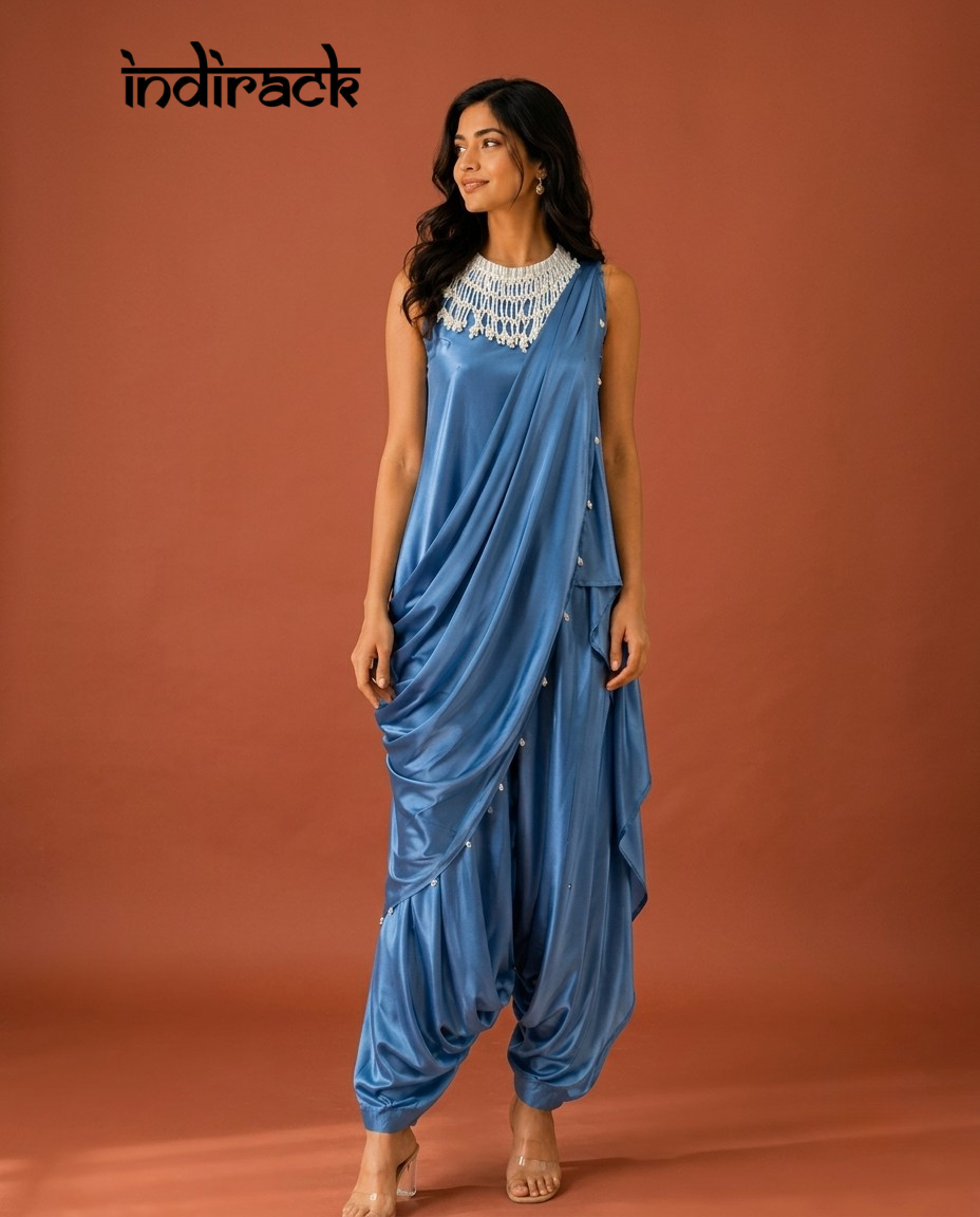 Maya Pearl Draped Dhoti Set
