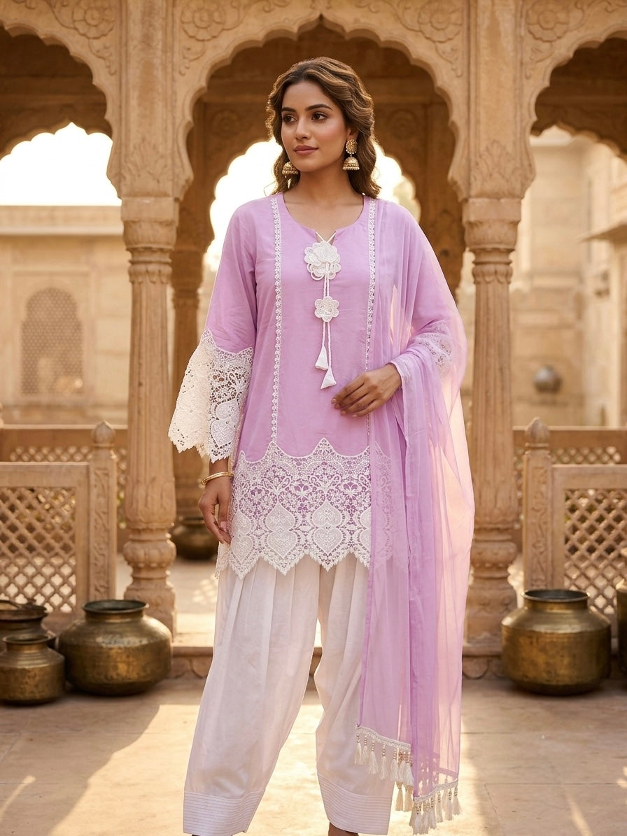 Schiffli Lace Farsi Salwar Set
