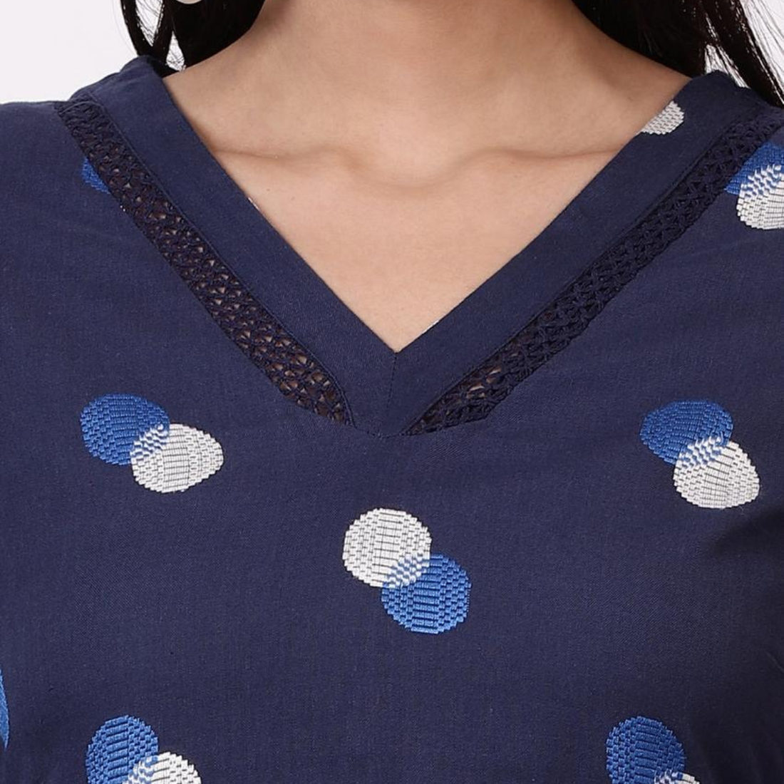 Blue Floral Printed Straight Cotton Kurta – Comfortable & Chic | KS-40