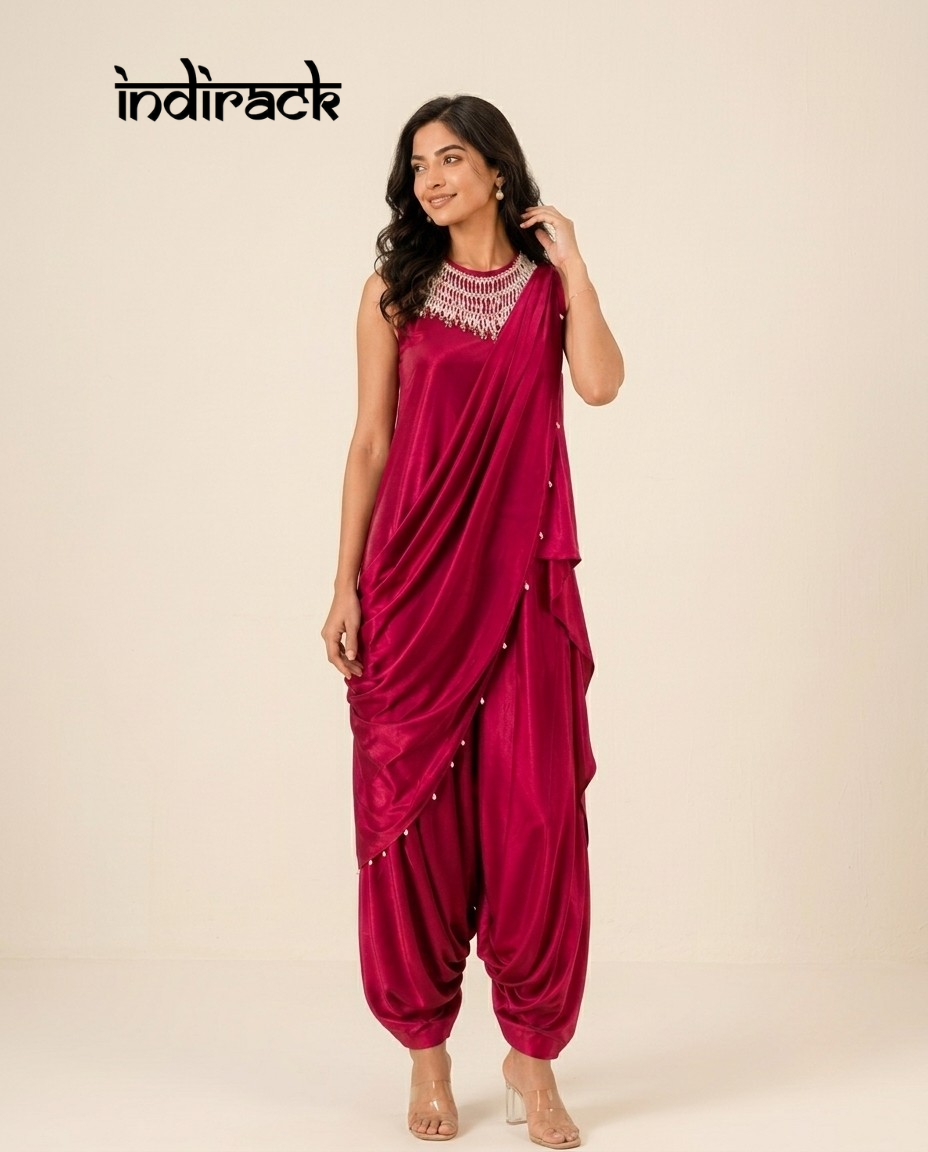 Maya Pearl Draped Dhoti Set