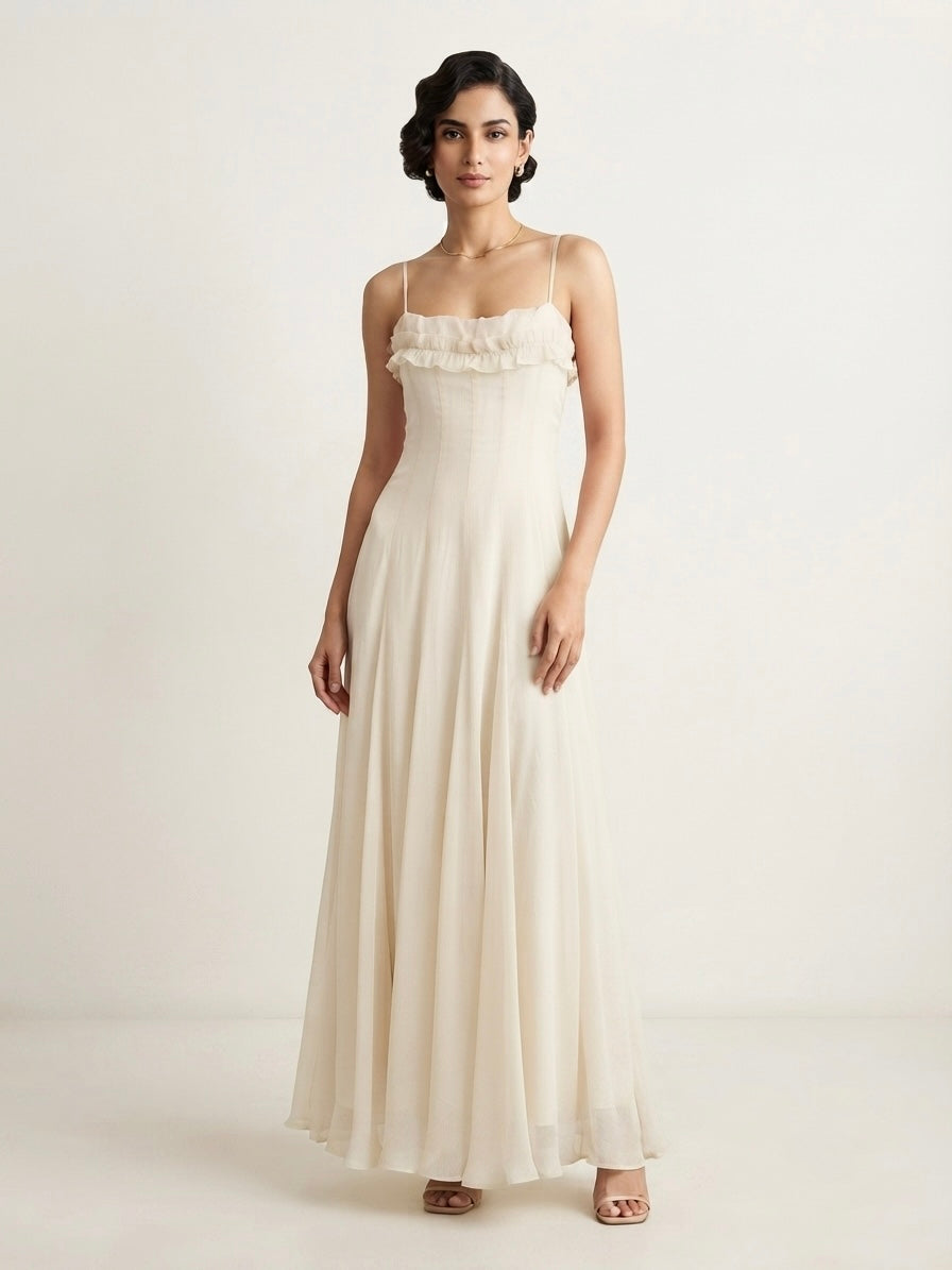 Rosalie Ruffled Corset Midi Dress
