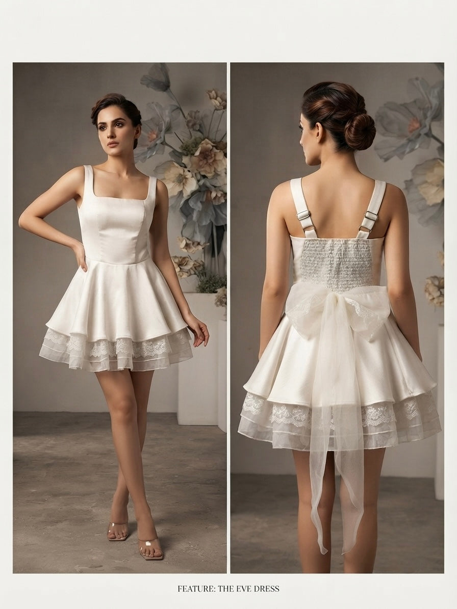 Lace Trim Tiered Mini Dress