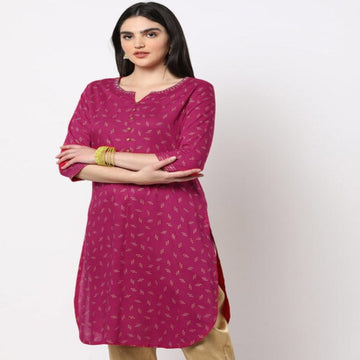 Fusion Printed Straight Kurta with Embellishments & Short Kurti Style – Stylish Cotton Blend for Casual & Formal Wear | KS-33