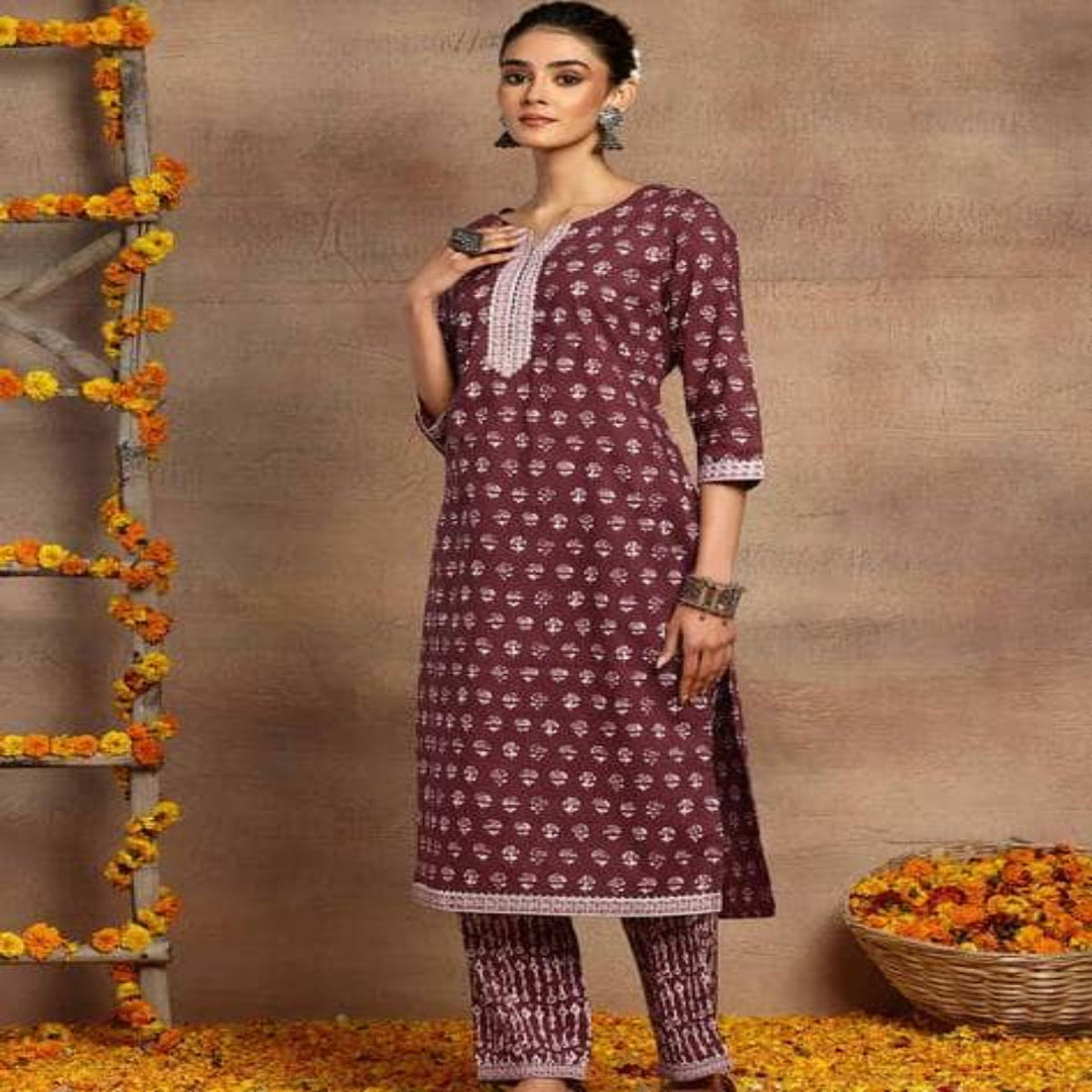 Women’s Graceful Purple Printed Suit Set – Effortless Elegance for Every Occasion | KS-04