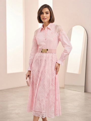 Auretta Lace Embroidered Shirt Dress