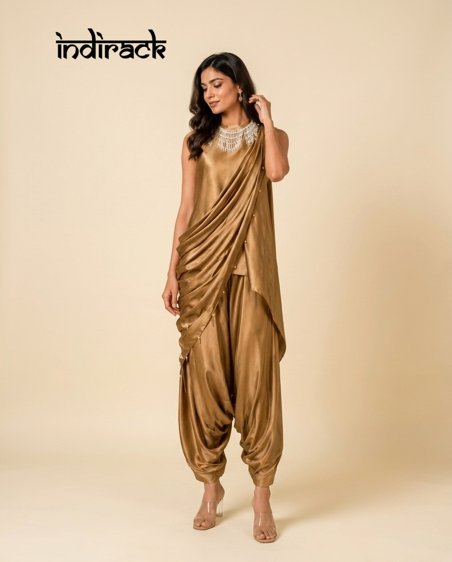 Maya Pearl Draped Dhoti Set