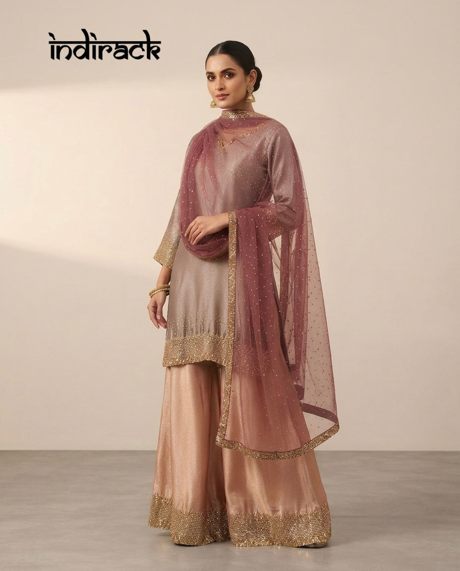 Miraya Sequin Embellished Tissue Co-ord Set