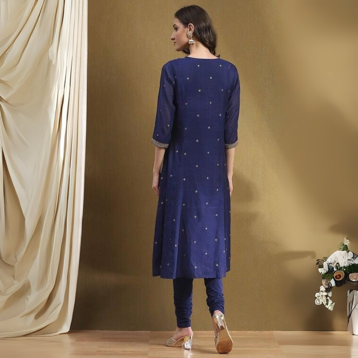 Perfect Festive & Casual Sets: Blue Printed Kurti with Dupatta and Chanderi Cotton Kurta with Churidar & Dupatta | KS-14