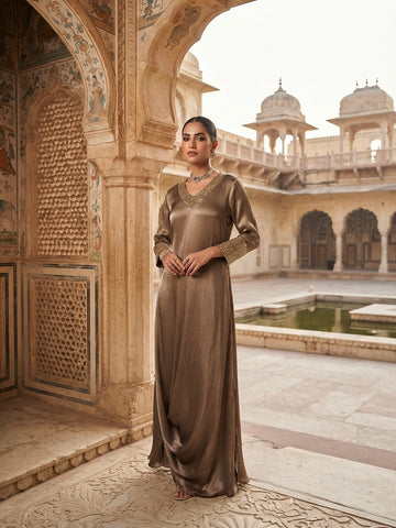 Golden Bronze Embellished Kurta