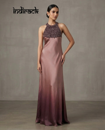Halter-Neck Embellished Maxi Dress