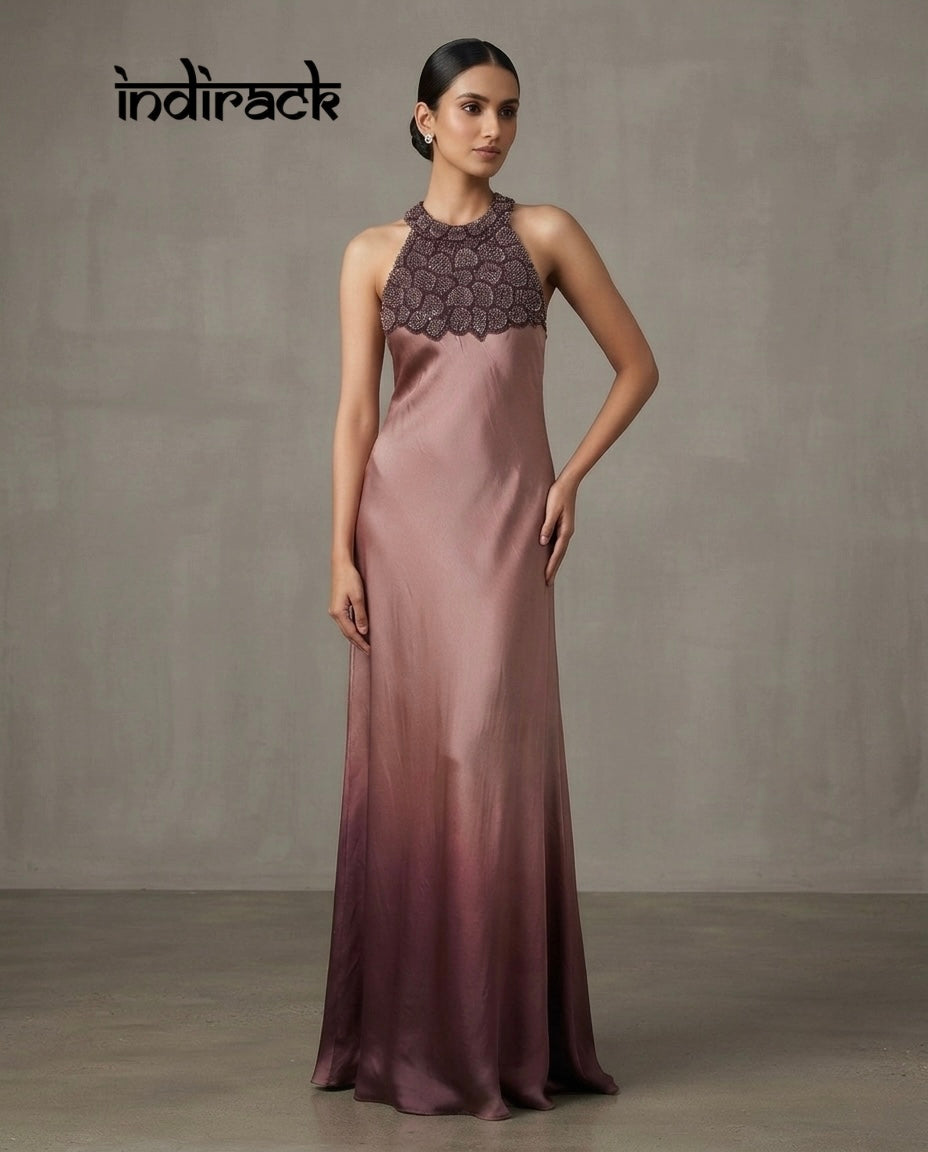 Halter-Neck Embellished Maxi Dress