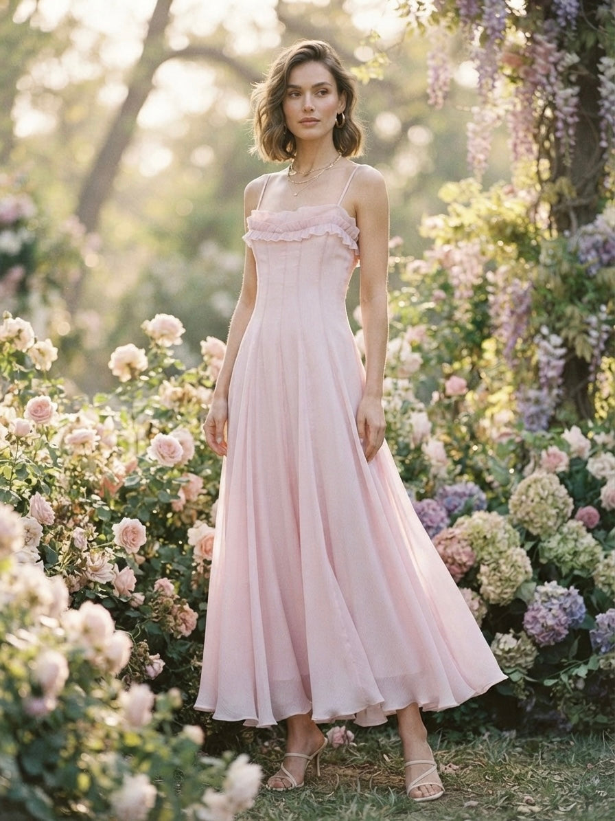 Rosalie Ruffled Corset Midi Dress