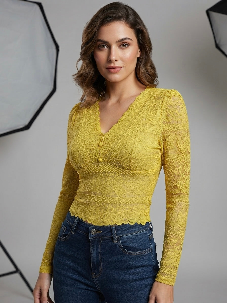 Scalloped Lace Blouse