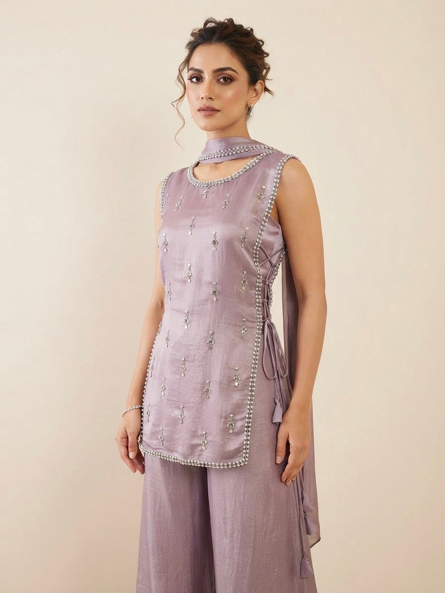 Zora Shimmery Tabby Silk 3-Piece Co-ord Set