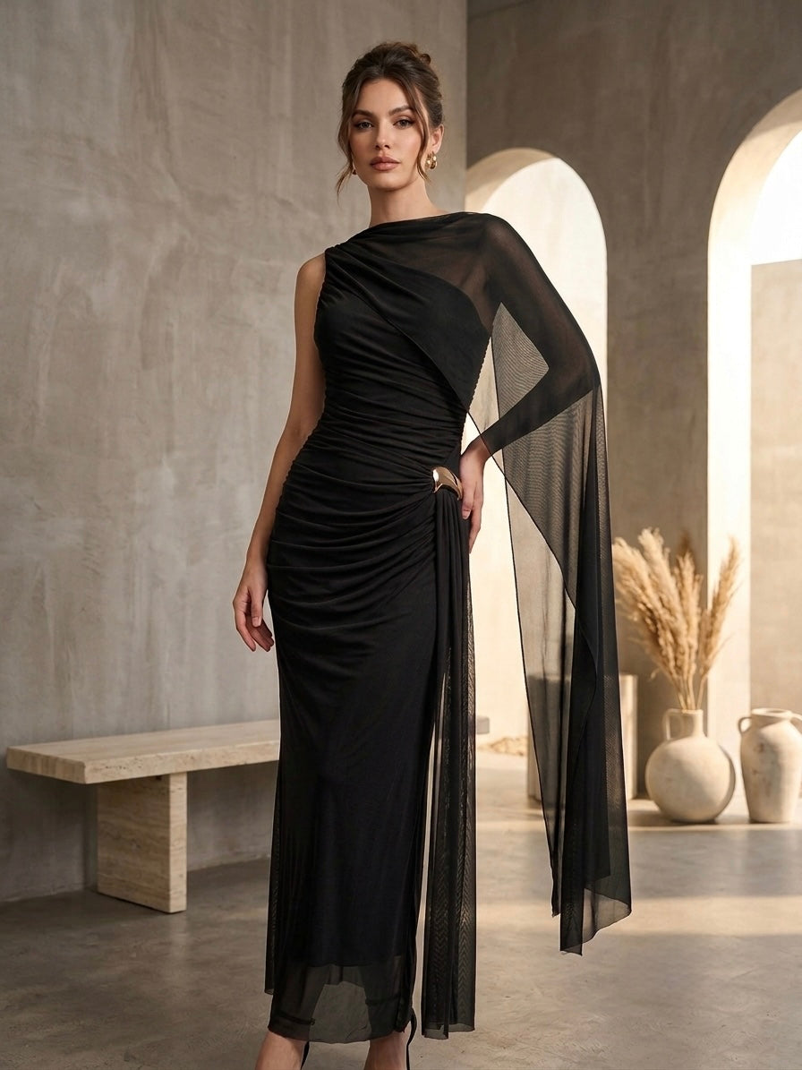 Grecian Draped Maxi Dress