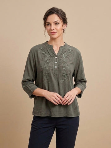 Laurel Embroidered Henley