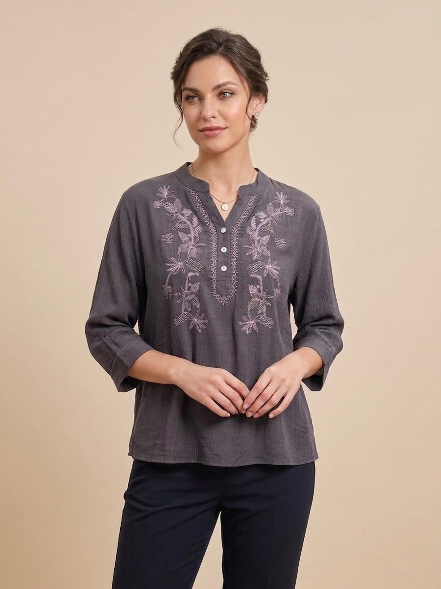 Laurel Embroidered Henley