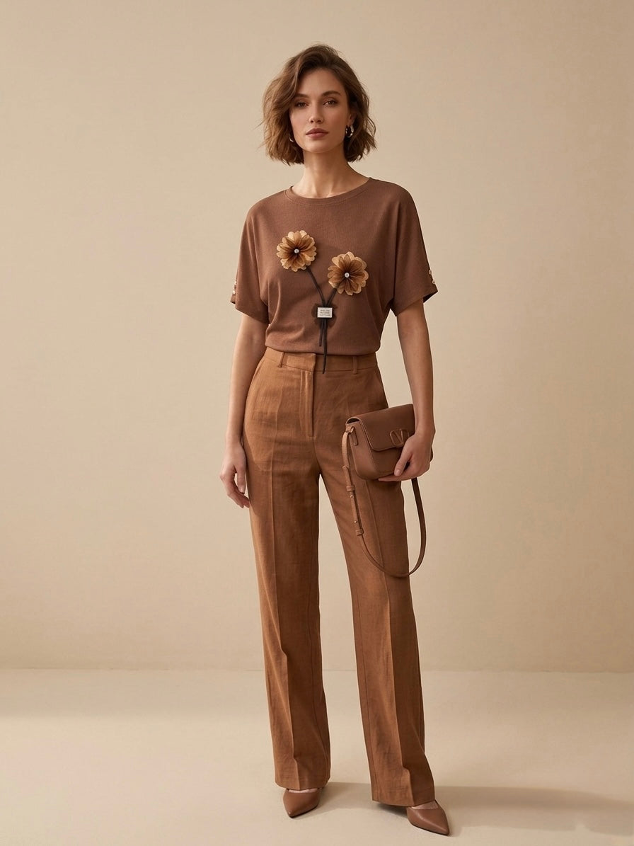 Petal Applique Ribbed Tee