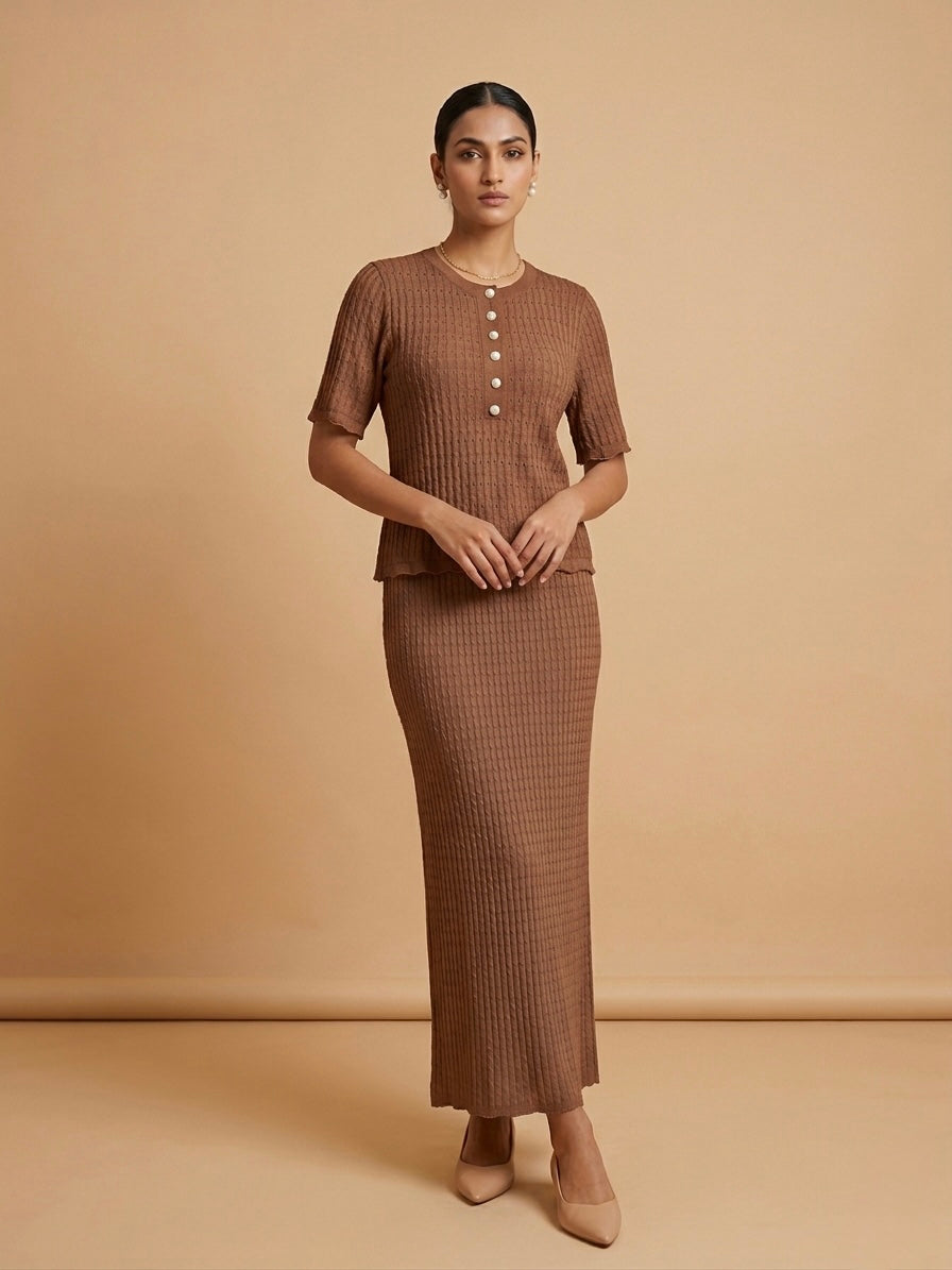Ribbed Henley Knit Set