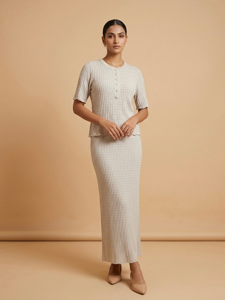 Ribbed Henley Knit Set