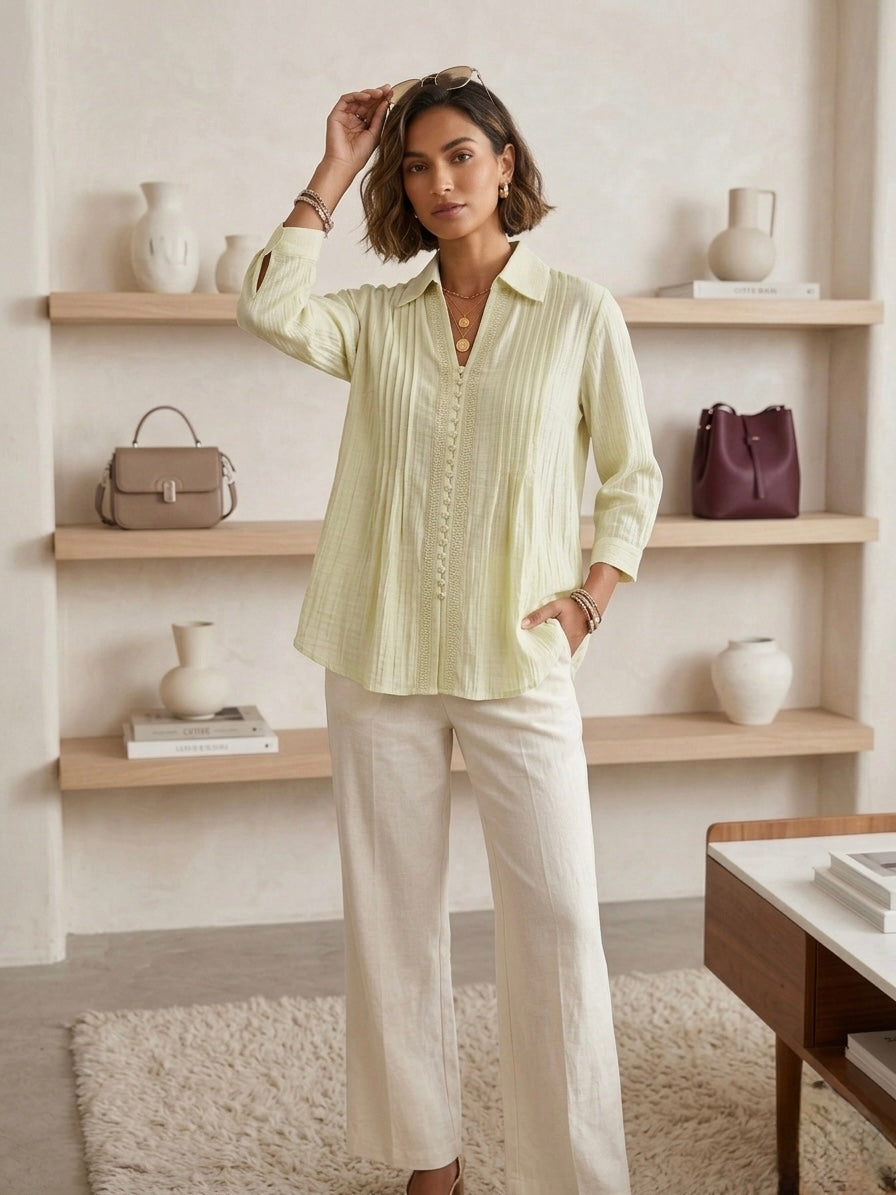 Pintuck Gauze Blouse