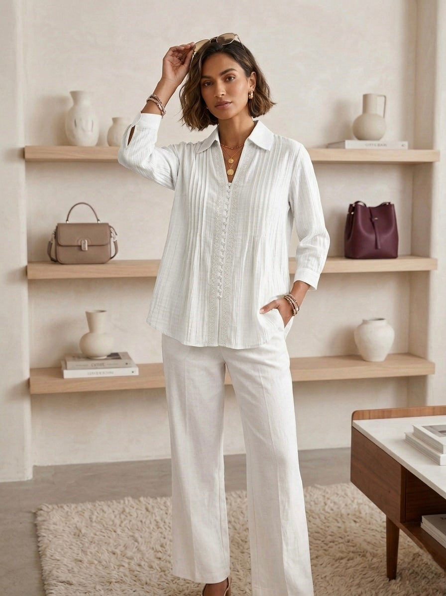 Pintuck Gauze Blouse