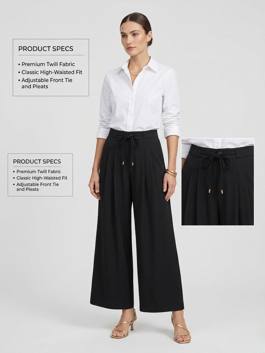 Tailored Pleat Wide-Leg Pant