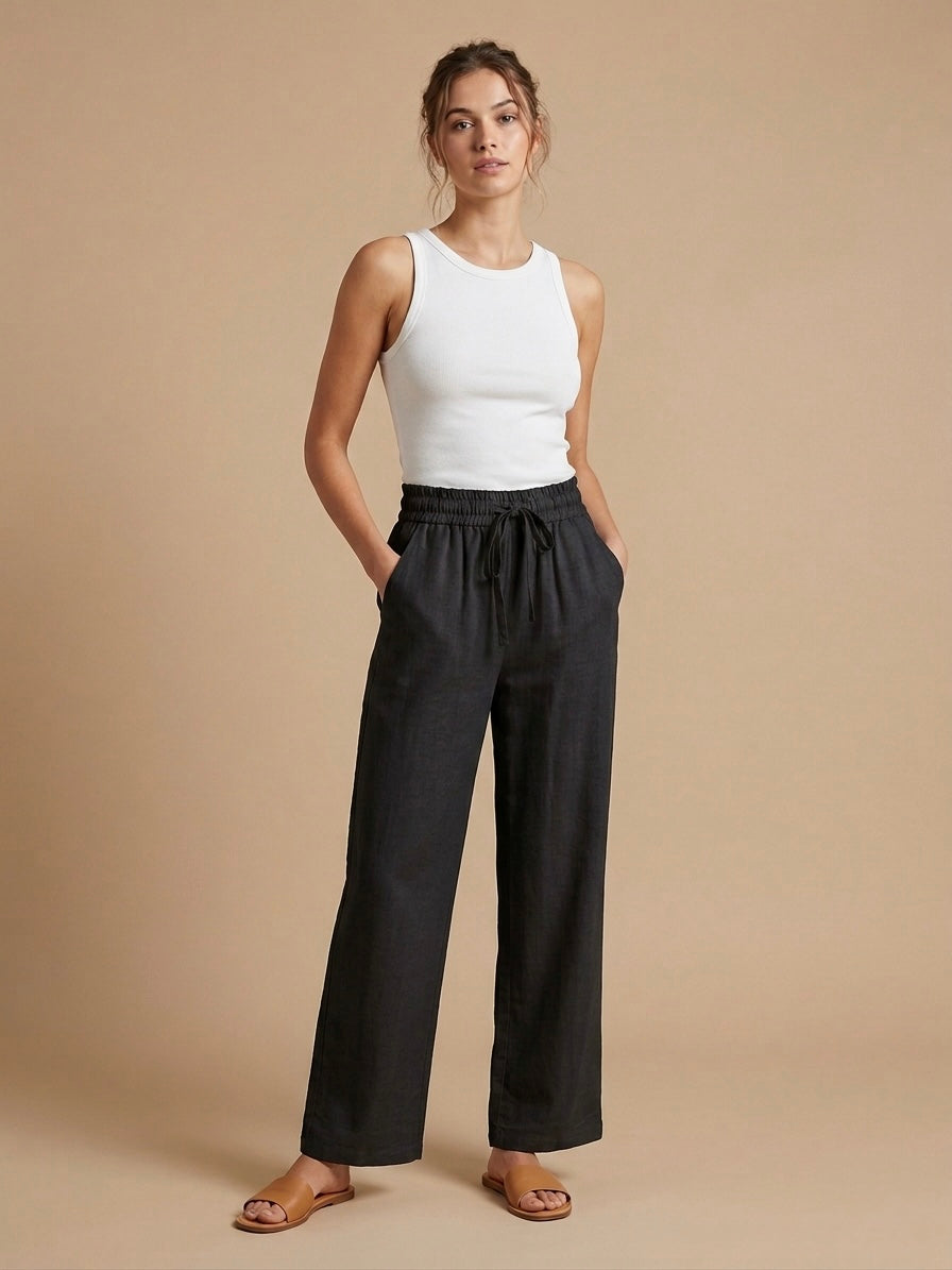 Linen Ease Wide-Leg Pant