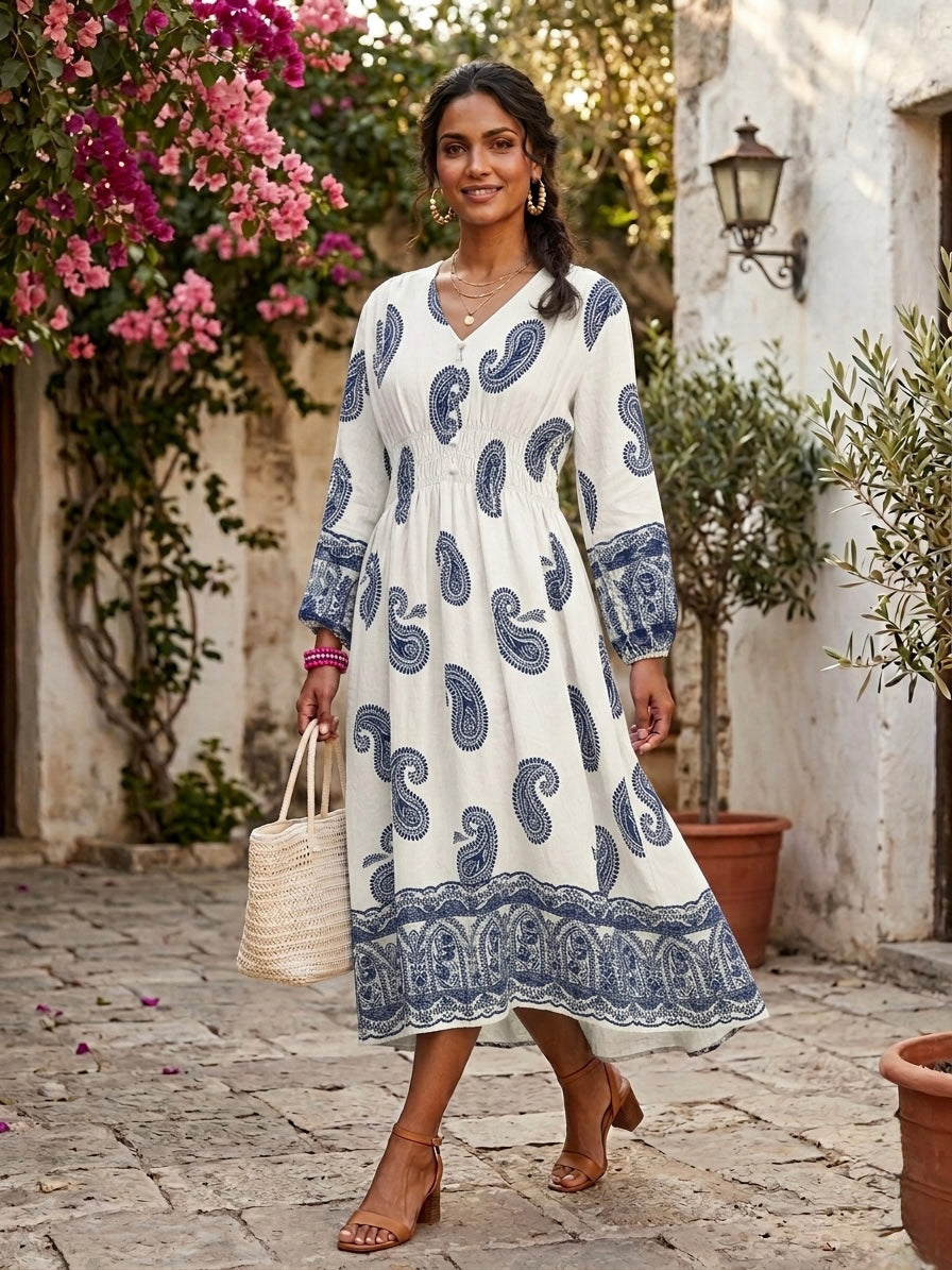 Celestia Paisley Midi Dress