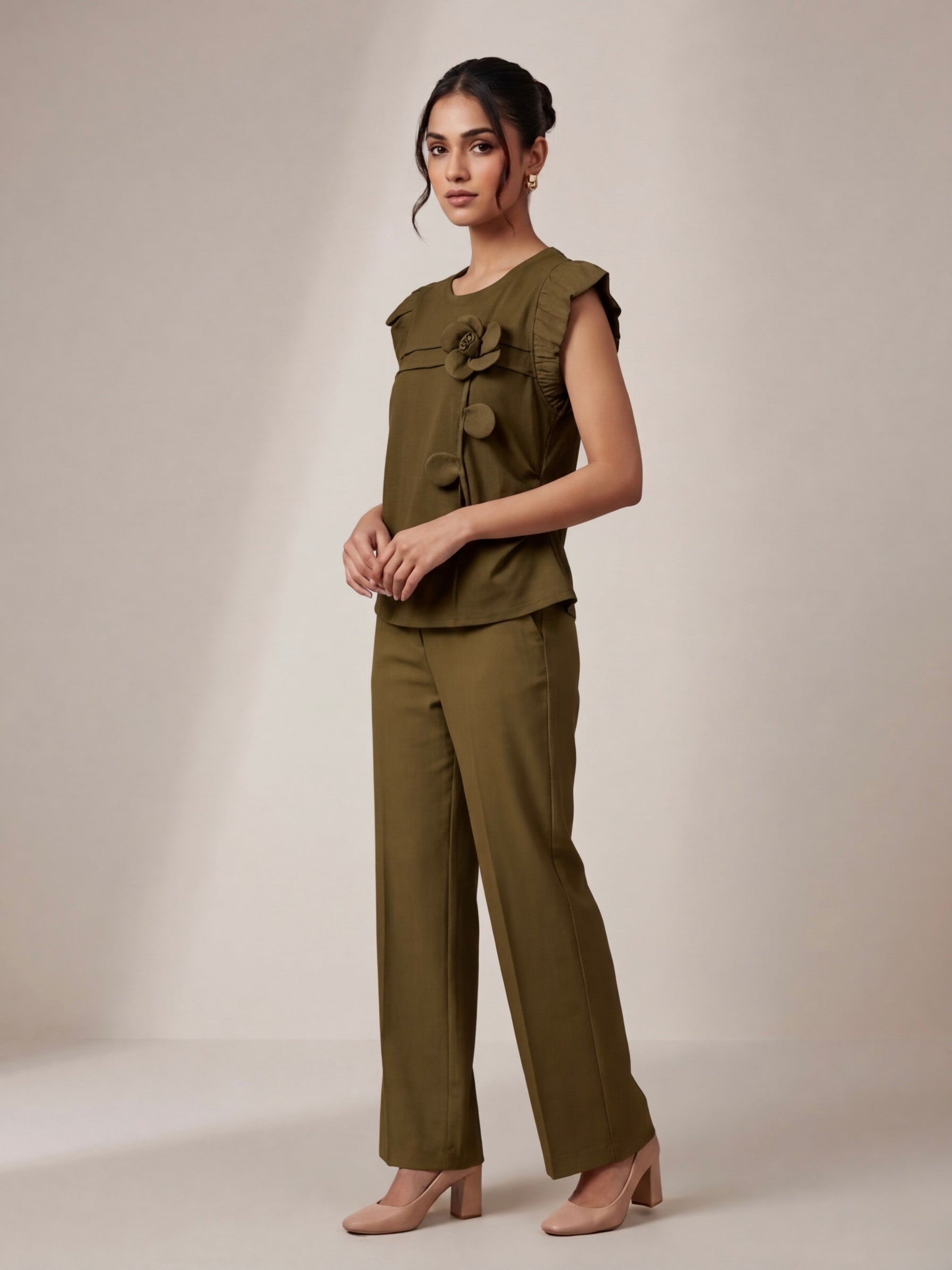 Petal-Accent Ruffle Top