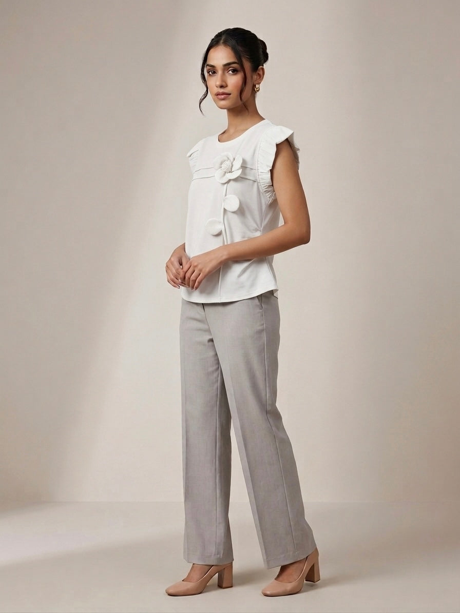 Petal-Accent Ruffle Top
