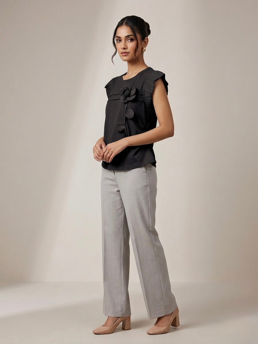 Petal-Accent Ruffle Top