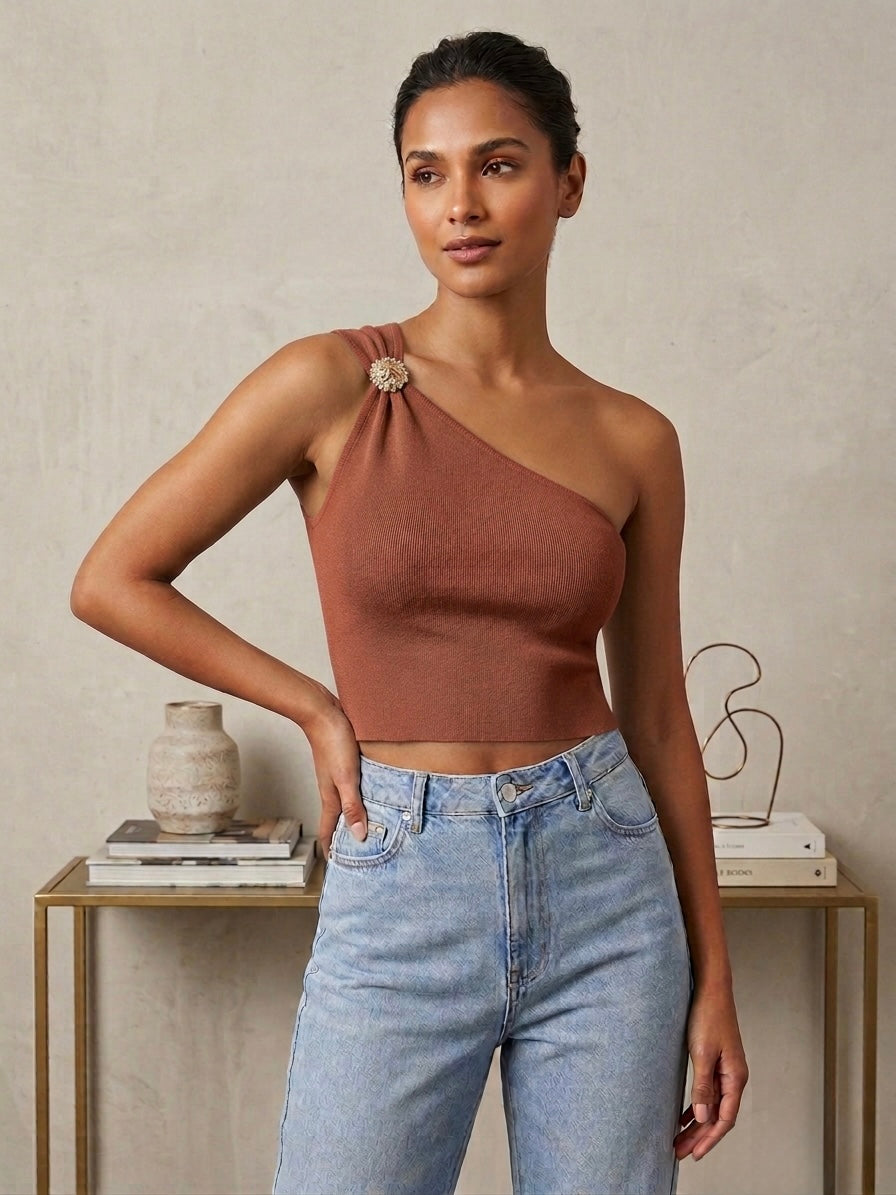 Arden One-Shoulder Knit Top