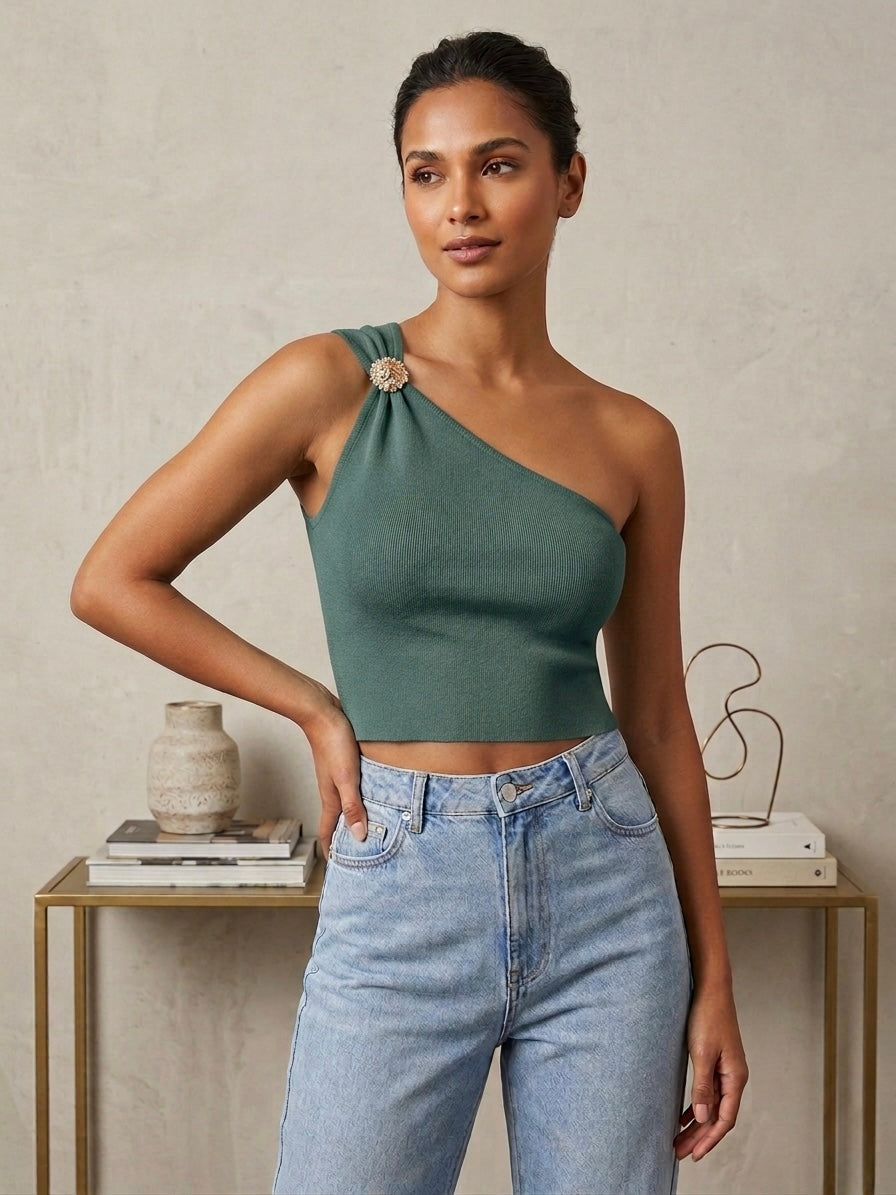 Arden One-Shoulder Knit Top