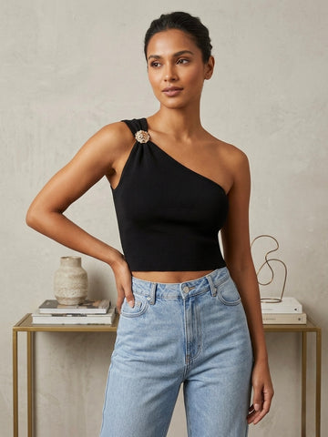 Arden One-Shoulder Knit Top