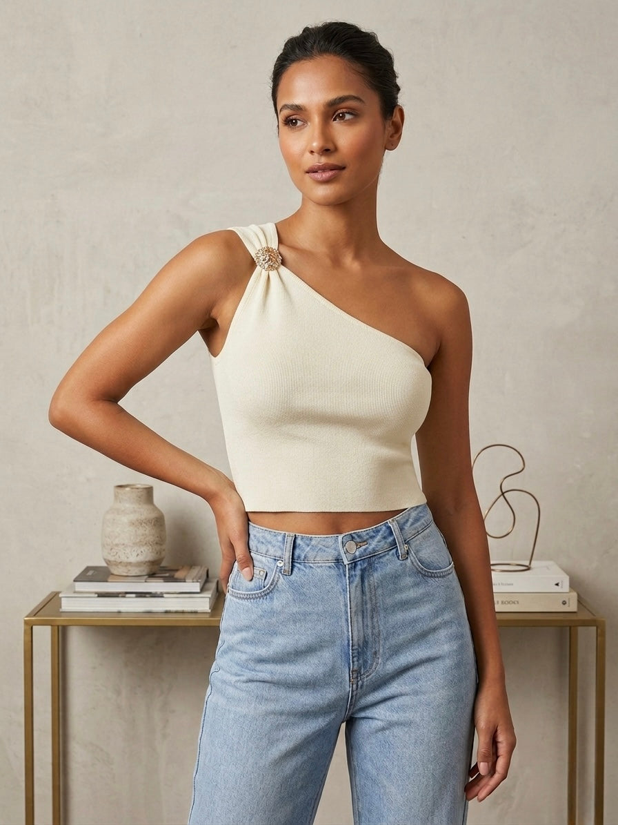 Arden One-Shoulder Knit Top