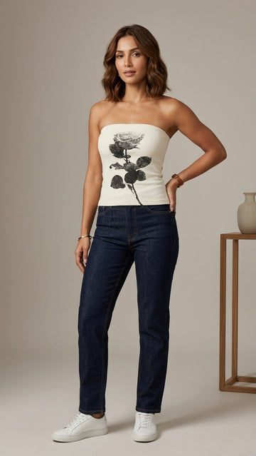 Botanical Noir Bandeau Top