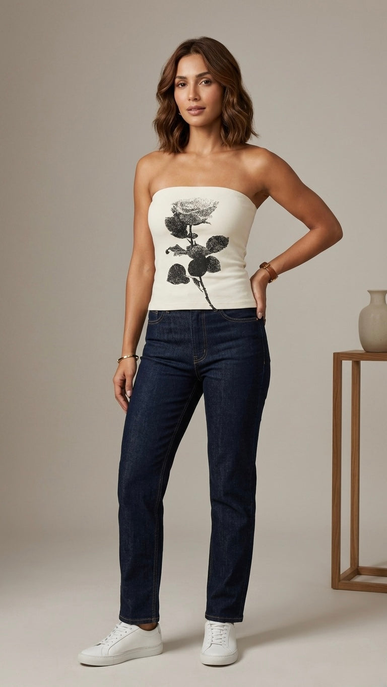 Botanical Noir Bandeau Top